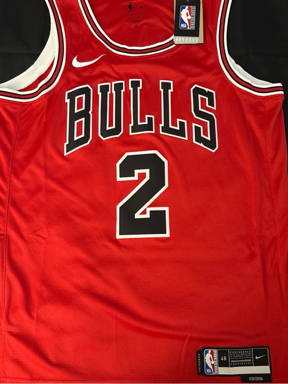 Chicago Bulls jersey large Red and Black #2 Basketball Jersey by Nike NWT
